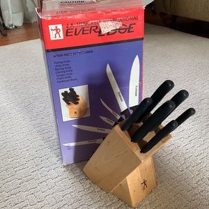 New J.A.Henckels Everedge knife set with wooden block.